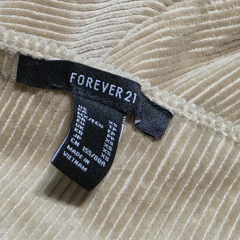 Forever 21 Y2K Style Corduroy Mini Pinafore Overall Dress Beige Tan Women XS - Picture 4 of 9
